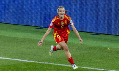 Aitana Bonmatí celebrates her goal against Germany in the UEFA Women's Euro 2025 semifinal in Zurich, Switzerland.