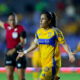 Lizbeth Ovalle celebrates a goal for Tigres UANL in a match against Pachuca in Nuevo León, Mexico in July 2024.