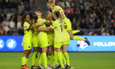 Washington Spirit celebrate a goal against Angel City